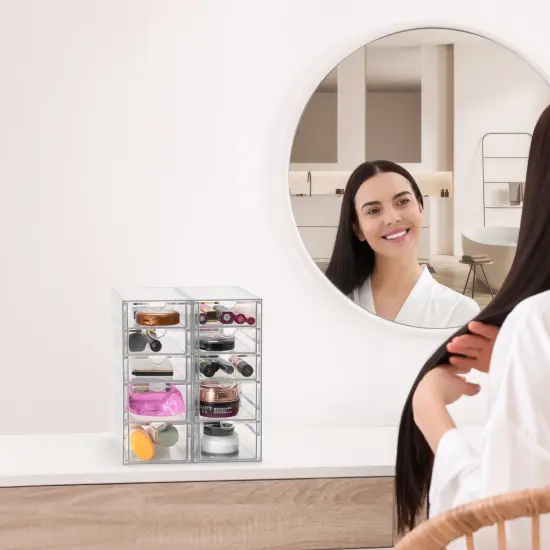 Sorbus 10 Drawers Acrylic Organizer for Makeup, Organization and Storage, Art Supplies, Jewelry, Stationary - 2 Pcs Clear Stackable Storage Drawers {3}