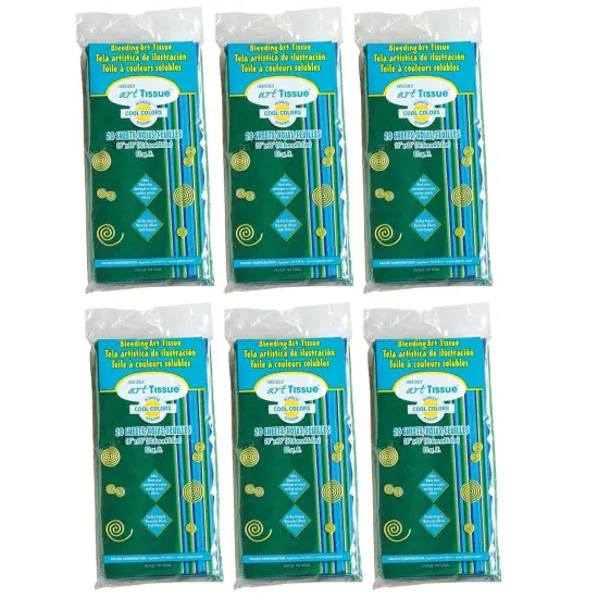 Deluxe Bleeding Art Tissue, 10 Color Cool Assortment, 20" x 30", 20 Sheets Per Pack, 6 Packs {1}