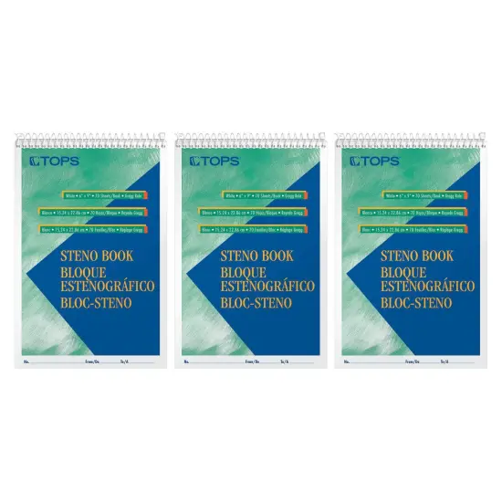 Steno Books, 6" x 9", Gregg Rule, 80 Sheets, Pack of 3 {1}