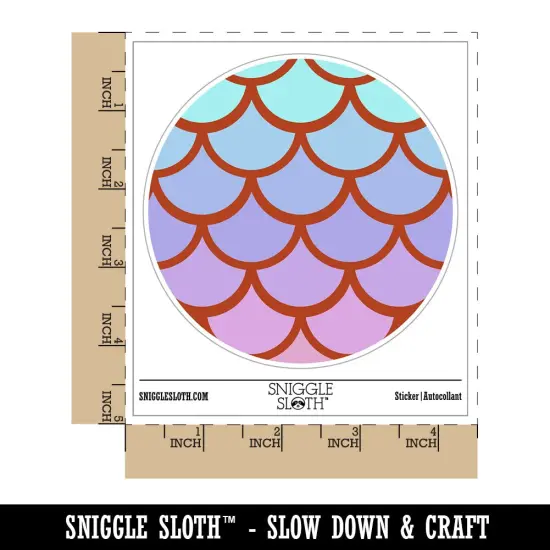 Mermaid Dragon Fish Scales Circle Waterproof Vinyl Phone Tablet Laptop Water Bottle Sticker Set - 5 Pack {1}
