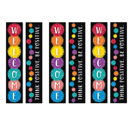 Pom-Poms Welcome Banner (2-sided), Pack of 3 {1}