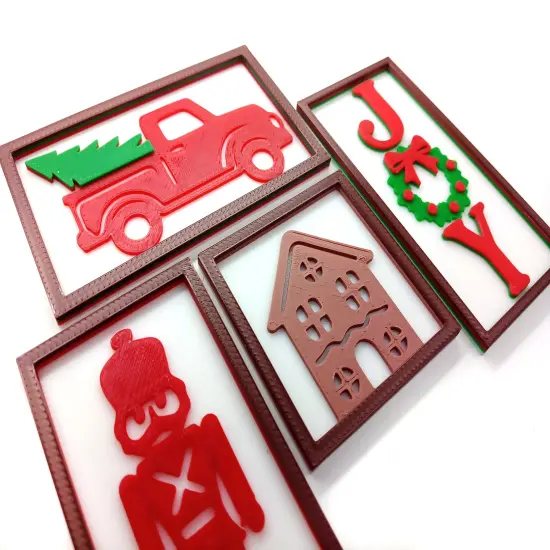 Miniature Christmas Decor for 1:12 Dollhouse, 4 pcs Wall Art, Adorabilities {3}