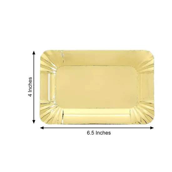 10 GOLD 6" Mini Rectangle PAPER SERVING TRAY Scalloped Design {4}