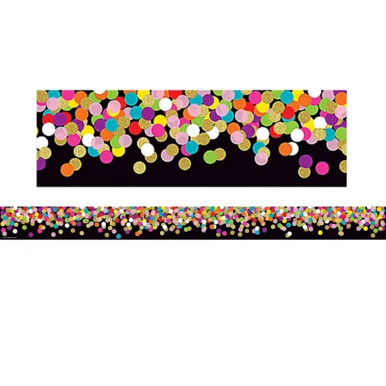Colorful Confetti on Black Straight Border Trim, 35 Feet Per Pack, 6 Packs {2}