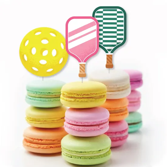 Big Dot of Happiness Pink Pickleball - Dessert Cupcake Toppers - Country Club Party Clear Treat Picks - Set of 24 {5}