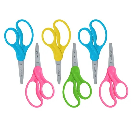 5" Hard Handle Kids Scissors, Pointed, Assorted Colors (No Color Choice), 2 Per Pack, 3 Packs {2}