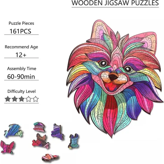Kitcheniva 161 Pieces Wooden Puzzles Jigsaw Pomeranian {3}
