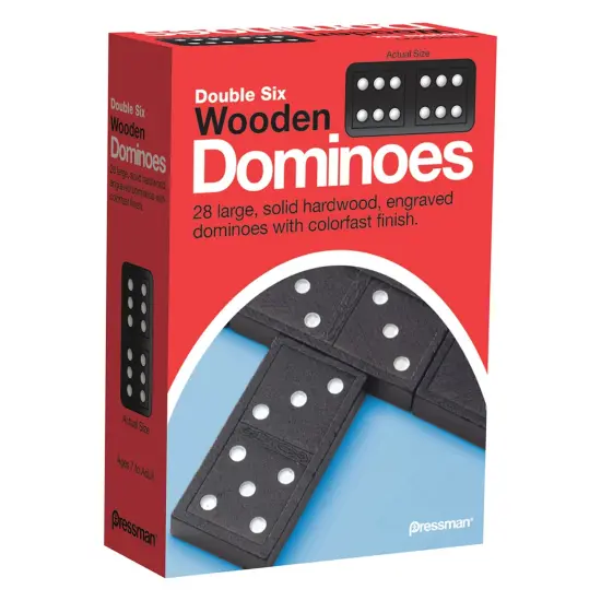 Double Six Wooden Dominoes Game, 6 Packs {2}