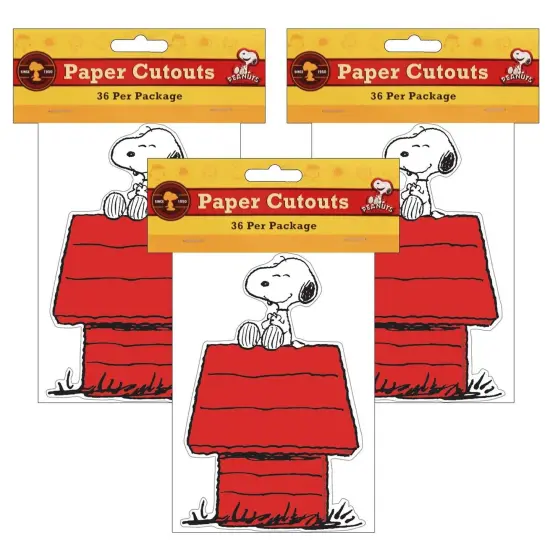 Snoopy&reg; on Dog House Paper Cut Outs, 36 Per Pack, 3 Packs {1}