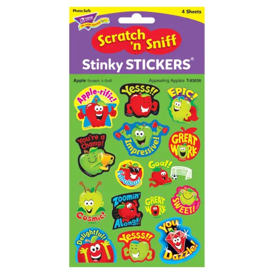 Appealing Apples/Apple Mixed Shapes Stinky Stickers&reg;, 60 Per Pack, 6 Packs {2}