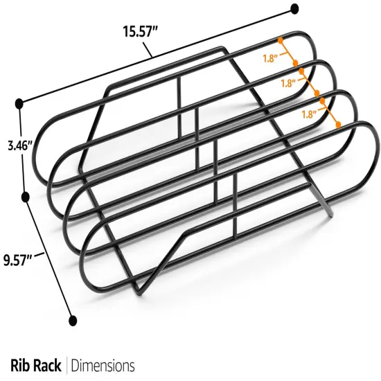 Sorbus Non-Stick Rib Rack XL - Porcelain Coated Steel Roasting Stand - Holds 3 Full Rib Racks for Grilling & Barbecuing Black {3}