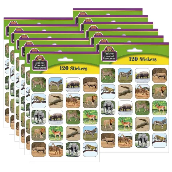 Safari Animals Stickers, 120 Per Pack, 12 Packs {1}