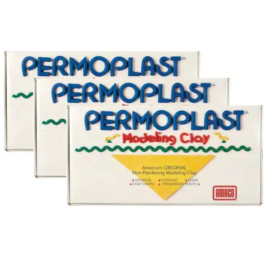 Permoplast Modeling Clay, Cream, 1 lb. Per Box, 3 Boxes {1}