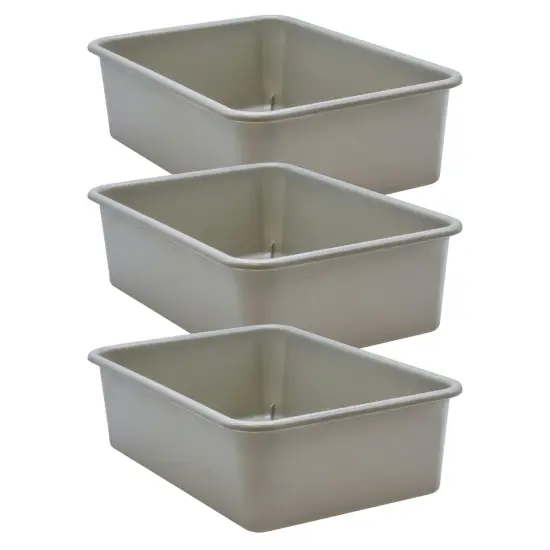 Gray Large Plastic Storage Bin, Pack of 3 {1}