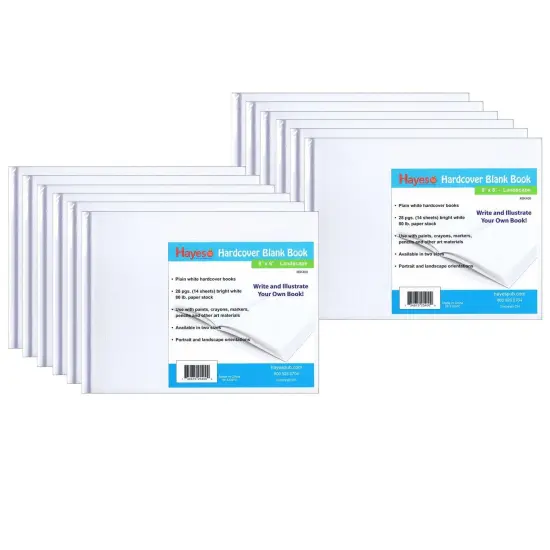 Hardcover Blank Book, Landscape 8" x 6", 28 Pages, Pack of 12 {1}