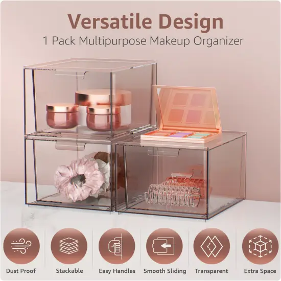 Sorbus Clear Stackable Acrylic Drawer Makeup Organizer - for Vanity, Bathroom, Under Sink, Cabinets, Jewelry, and More {4}