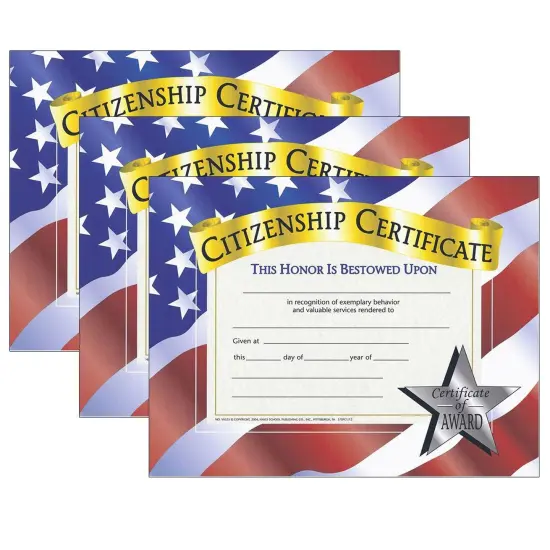 Citizenship Certificate, 30 Per Pack, 3 Packs {1}