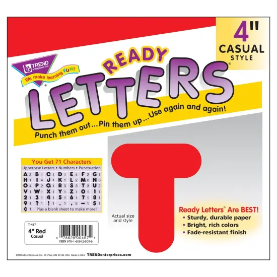 Red 4" Casual Uppercase Ready Letters&reg;, 6 Packs {3}