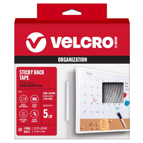 VELCRO(R) Brand Sticky Back Tape .75X15'-White {1}