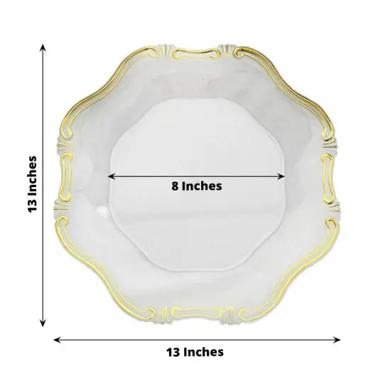 24 CLEAR GOLD 13" Round Elegant Charger Plates Wedding Dinner {3}