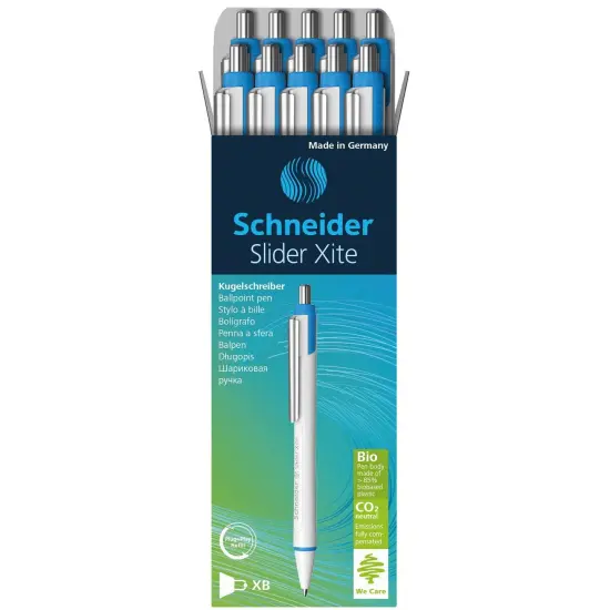 Slider Xite XB Refillable + Retractable Ballpoint Pen, 1.4 mm, Blue Ink, Box of 10 Pens {1}