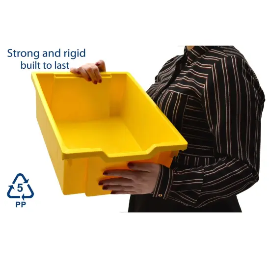 Deep F2 Tray, Sunshine Yellow, 12.3" x 16.8" x 5.9", Heavy Duty School, Industrial & Utility Bins, Pack of 6 {3}