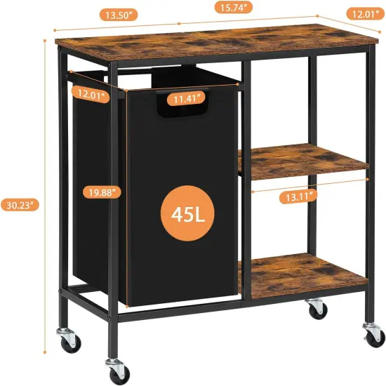 Hamper with Wooden Side Shelf {2}