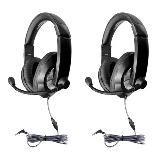 Smart-Trek Deluxe Stereo Headset with In-Line Volume Control & 3.5mm TRRS Plug, Pack of 2 {1}