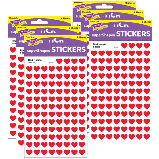 Red Hearts superShapes Stickers, 800 Per Pack, 6 Packs {1}