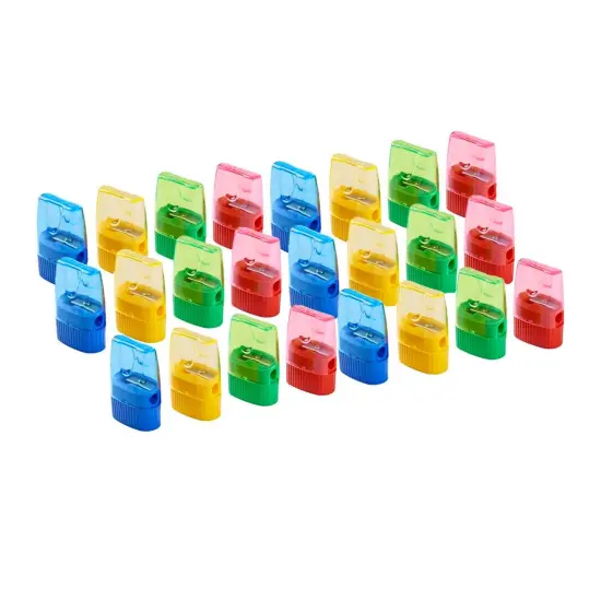 Pencil Sharpener with Cone Shaped Shaving Receptacle, Assorted Colors, 24 Per Pack {1}