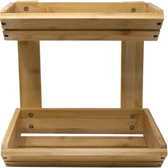 Sorbus 2-Tier Bamboo Basket Rack Stand Holder for Kitchen Counters, Home Storage Basket Display Tray for Fruit Vegetables Snacks Bread {6}