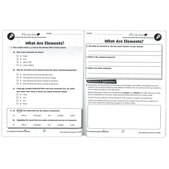 Atoms, Molecules & Elements Resource Book, Grades 5-8 {3}