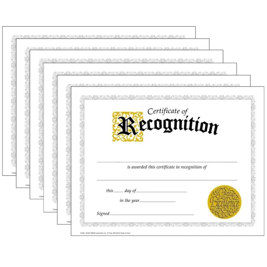 Certificate of Recognition Classic Certificates, 30 Per Pack, 6 Packs {1}