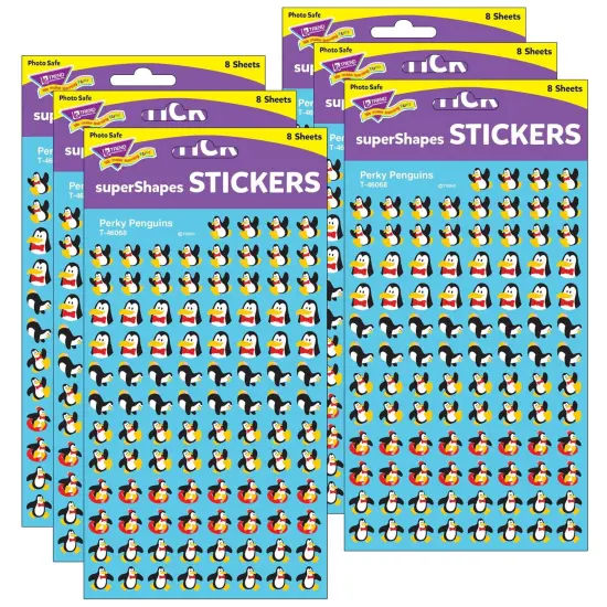 Perky Penguins superShapes Stickers, 800 Per Pack, 6 Packs {1}