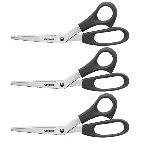 All Purpose 8" Bent Scissors, Pack of 3 {1}