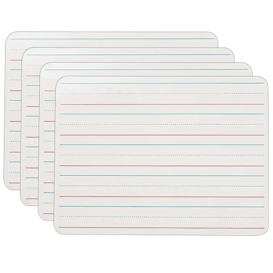 Two-Sided Dry Erase Board, Plain/Ruled, 9" x 12", Pack of 4 {1}