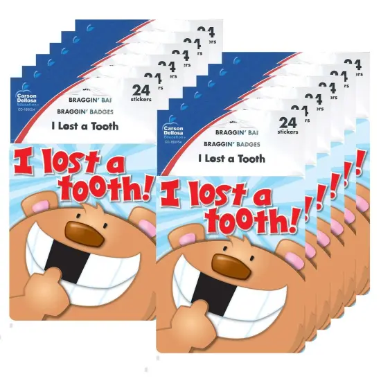 I Lost a Tooth Motivational Stickers, 24 Per Pack, 12 Packs {1}