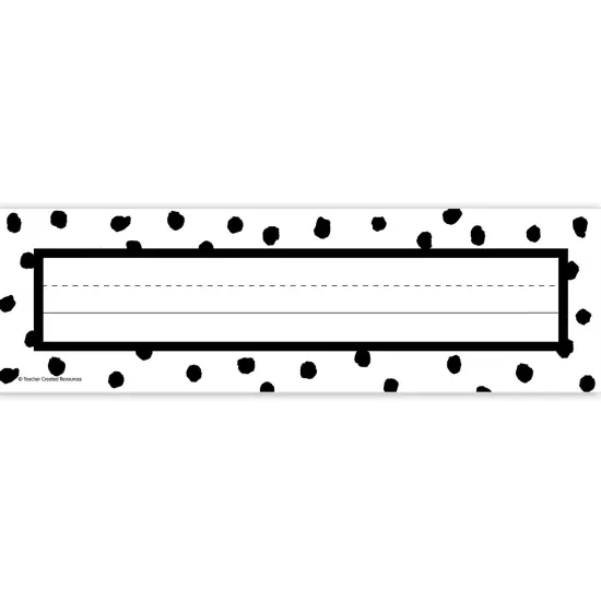 Black Painted Dots on White Flat Name Plates, 11-1/2" x 3-1/2", 36 Per Pack, 6 Packs {2}