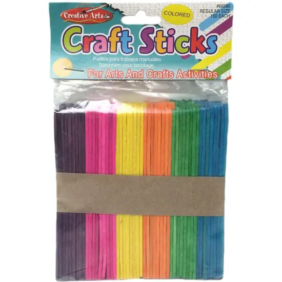 Colored Craft Sticks, Regular Size, 4-1/2" x 3/8", 150 Per Pack, 12 Packs {2}