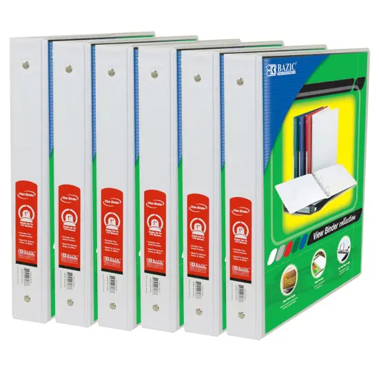 View Binder, 3-Ring, 1", 2 Pockets, White, Pack of 6 {1}