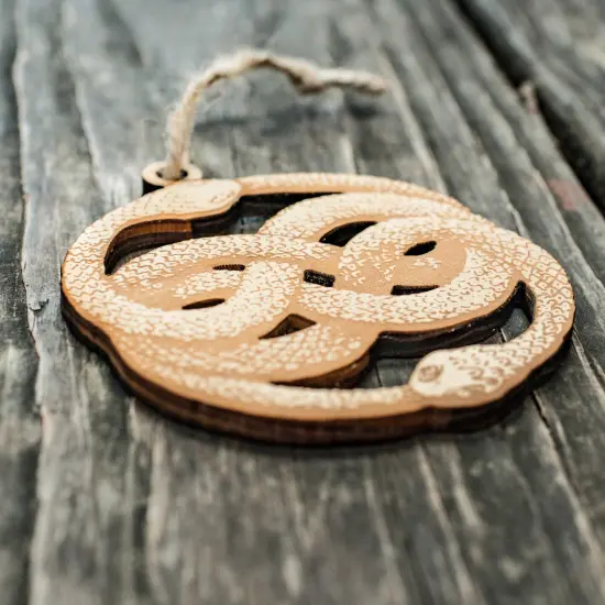 Ornament - Ouroboros - Raw Wood 4x3in {4}