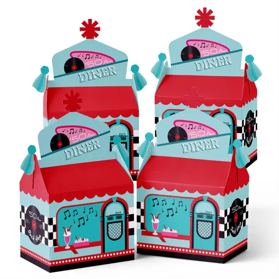 Big Dot of Happiness 50's Sock Hop - Treat Box Party Favors - 1950s Rock N Roll Party Goodie Gable Boxes - Set of 12 {3}