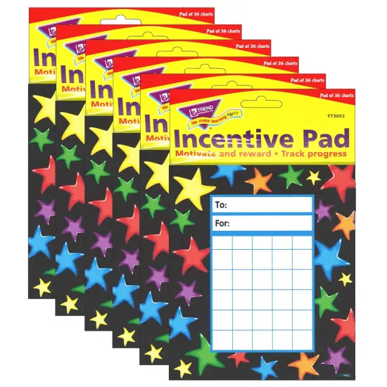 Gel Stars Incentive Pad, 36 Sheets Per Pad, Pack of 6 {1}
