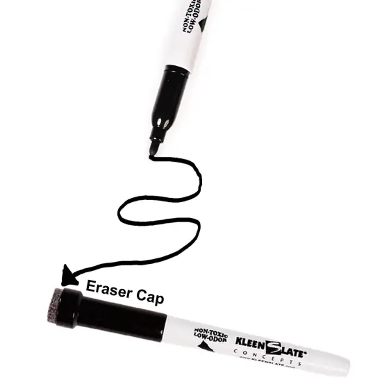 Dry Erase Student Markers with Erasers, Fine Point, Black, Pack of 24 {2}