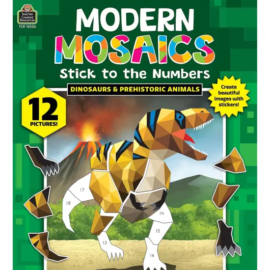 Dinosaurs Modern Mosaics Stick to the Numbers Activity Book, Pack of 2 {5}