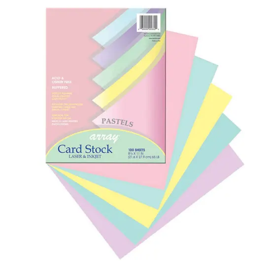 Pastel Card Stock, 5 Assorted Colors, 8-1/2" x 11", 100 Sheets Per Pack, 2 Packs {2}