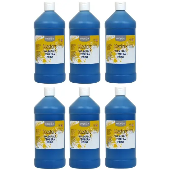 Little Masters&reg; Washable Tempera Paint, Blue, 32 oz., Pack of 6 {1}