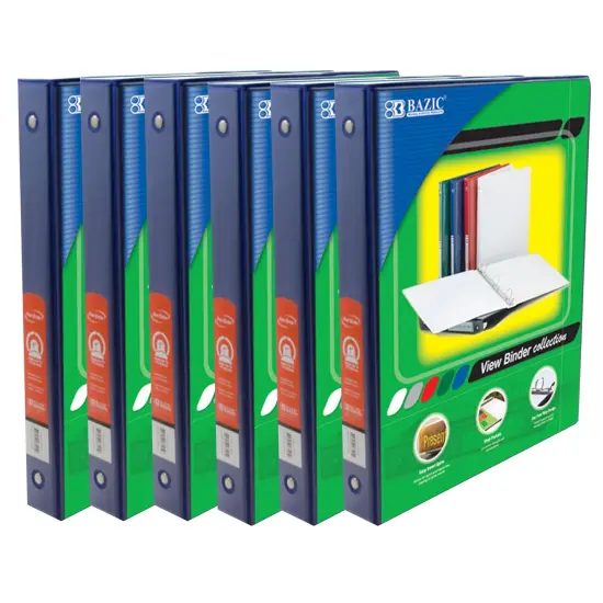 3-Ring View Binder with 2 Pockets, 1", Blue, Pack of 6 {1}