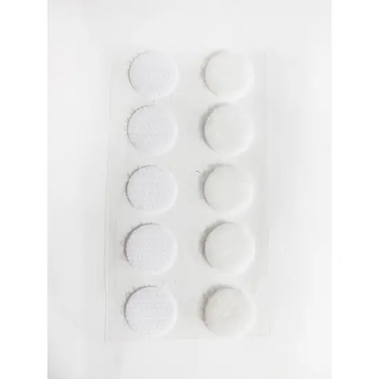 Self-Sticking Hook 'N Loop Dots 5/8", White, 10 Sets Per Pack, 12 Packs {3}