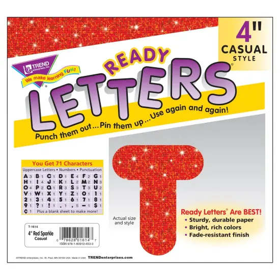 Red Sparkle 4" Casual Uppercase Ready Letters&reg;, 3 Packs {3}